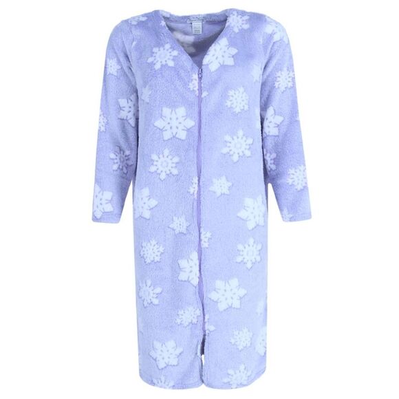 Elegant Emily Women's Snowflake Zipper Long Sleeve Duster - Picture 1 of 4